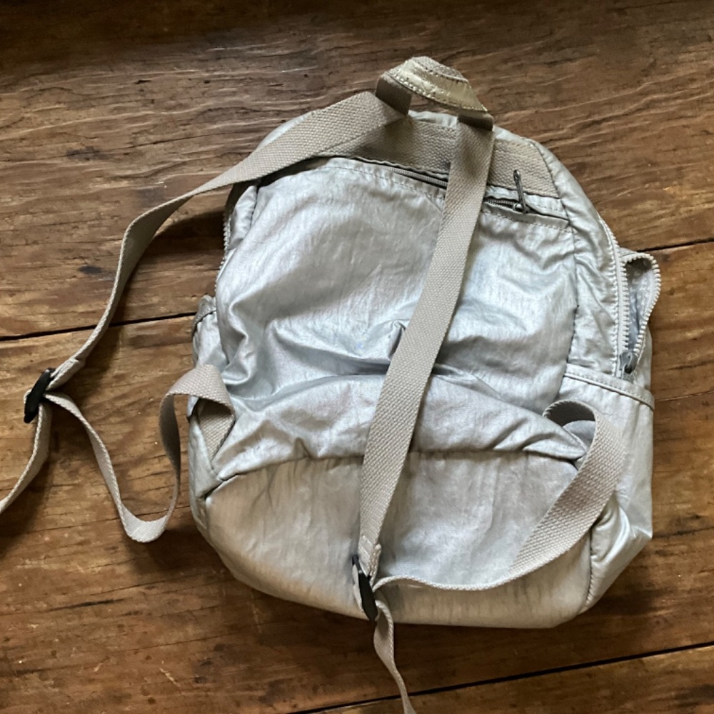 Kipling Silver Mini Backpack W/ Monkey Keychain - image 3